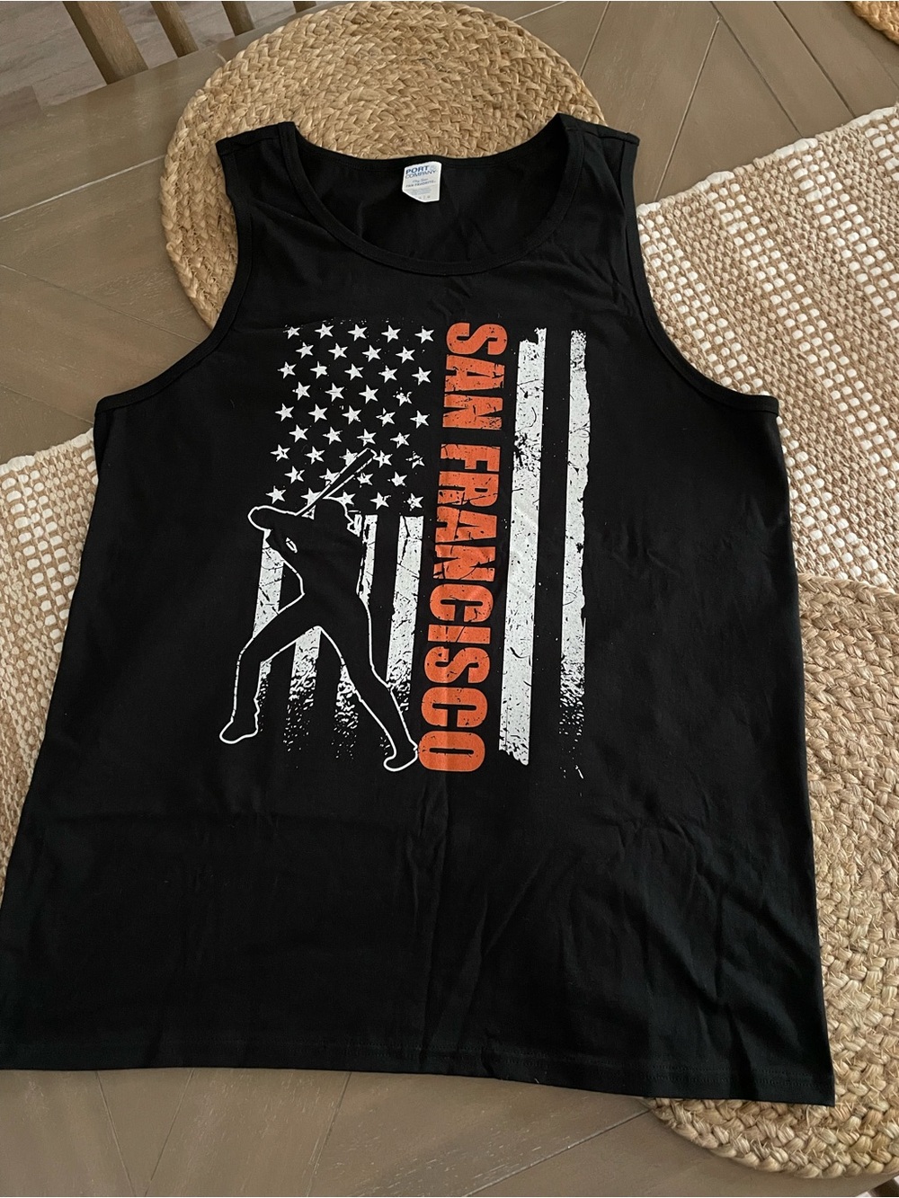 San Francisco Graphic Tank Top - Black with Orange & White Print